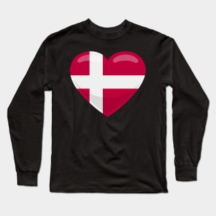 Denmark Flag Heart Long Sleeve T-Shirt